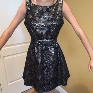 Black and Silver Short Formal Dress